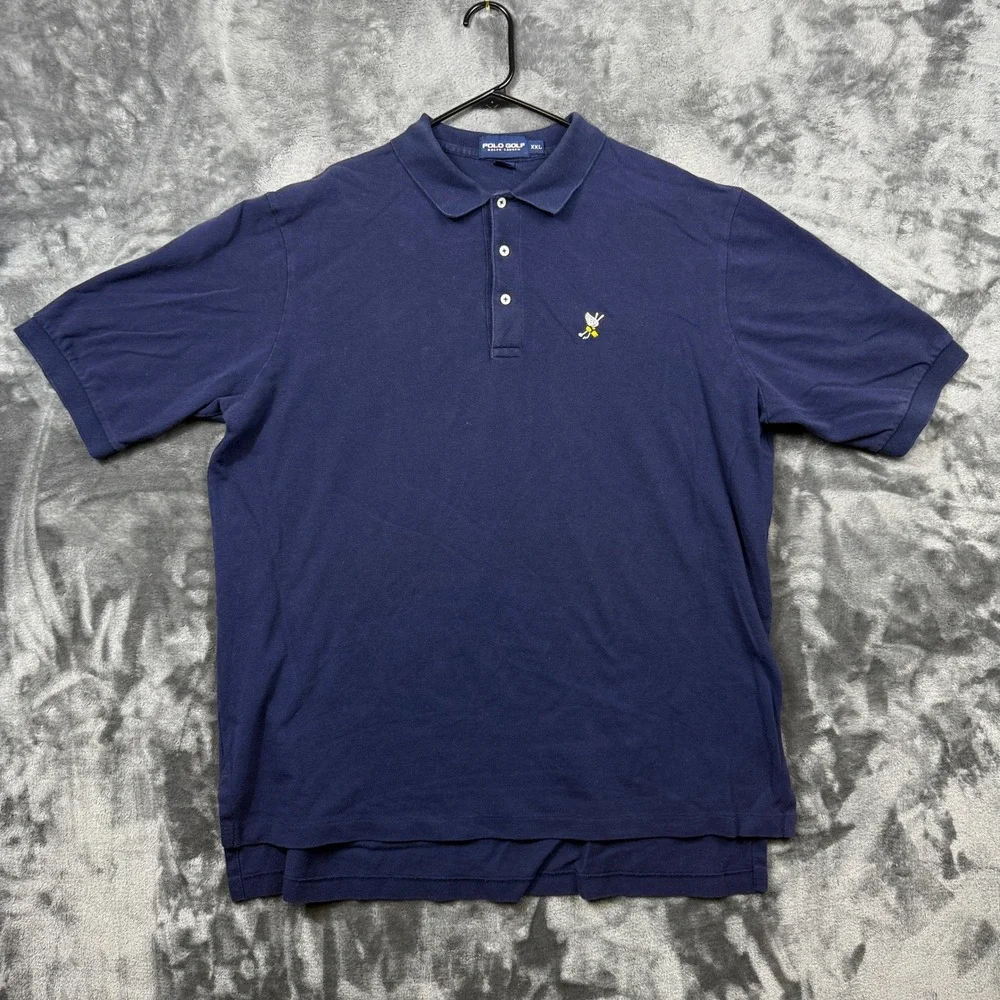 Polo Golf Ralph Lauren Polo Shirt Mens XXL Navy Blue Winged Ball Logo Pique